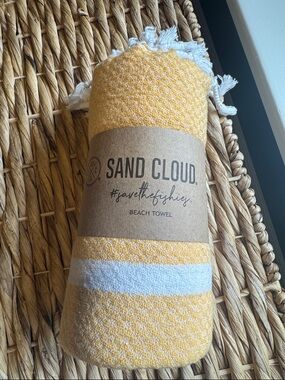 Sand Cloud Yellow & White Striped Beach Towel